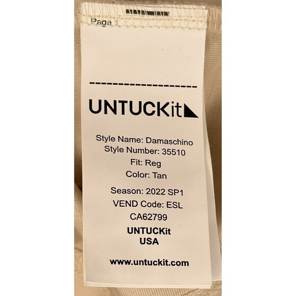 Untuckit Mens Polo Shirt Damaschino 35510 Wrinkle-Free 100% Cotton Tan X-Large - Picture 7 of 12